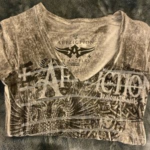 Affliction Gray V-Neck T-Shirt